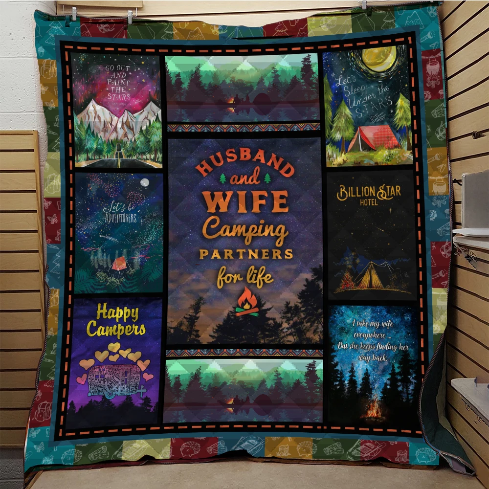 Camping Quilt Pattern Blankets Quilted Customized Adult Kids All Season Warm Quilt Blanket for Bed Sofa Throw Bedding Cover