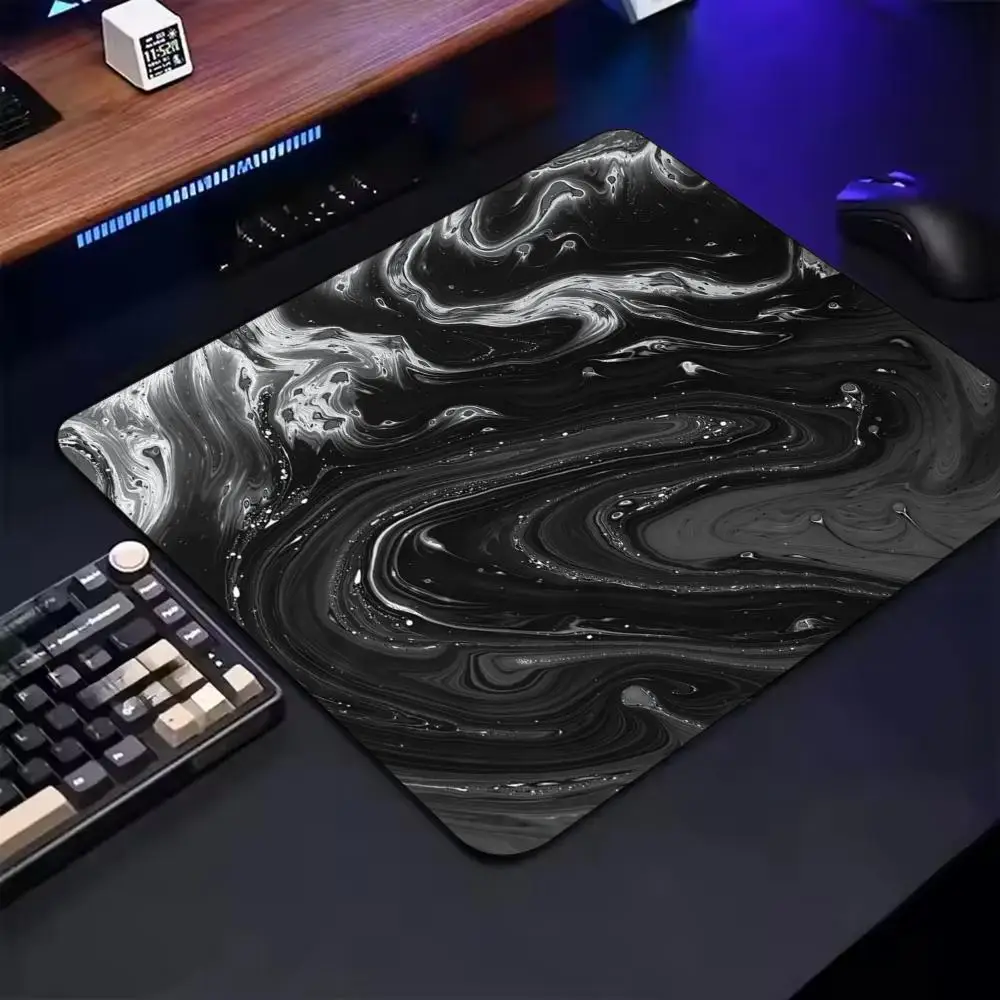 Minimalist Marble Art Square Mouse Pad Non Slip Rubber Base Stitched Edge Keyboard Mat 18x22 40x45 For PC Gamer Home Desktop