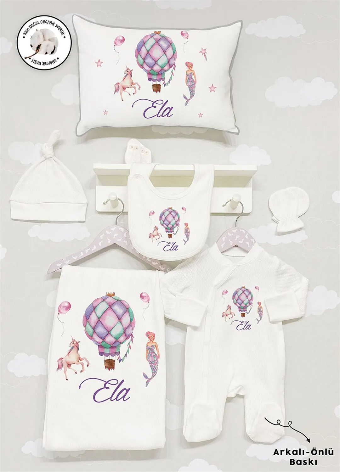 Personalized Organic Cotton Fabric Girls Boy Baby 6-Pcs Rompers Set Custom Clothes Winter Spring