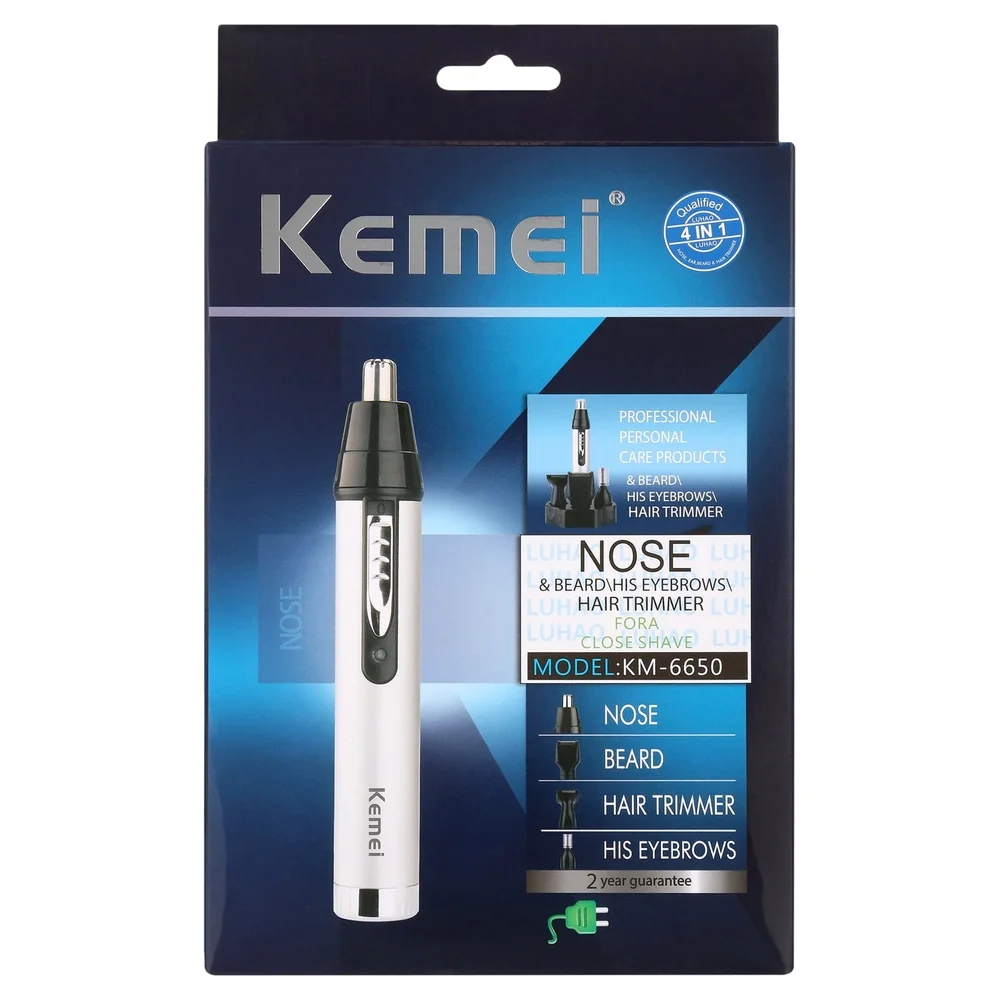 USB Rechargeable 4in1 Nose Hair Trimmer Waterproof Dual Edge Blades Precision Ear Hair Clippers with Replaceable Heads and