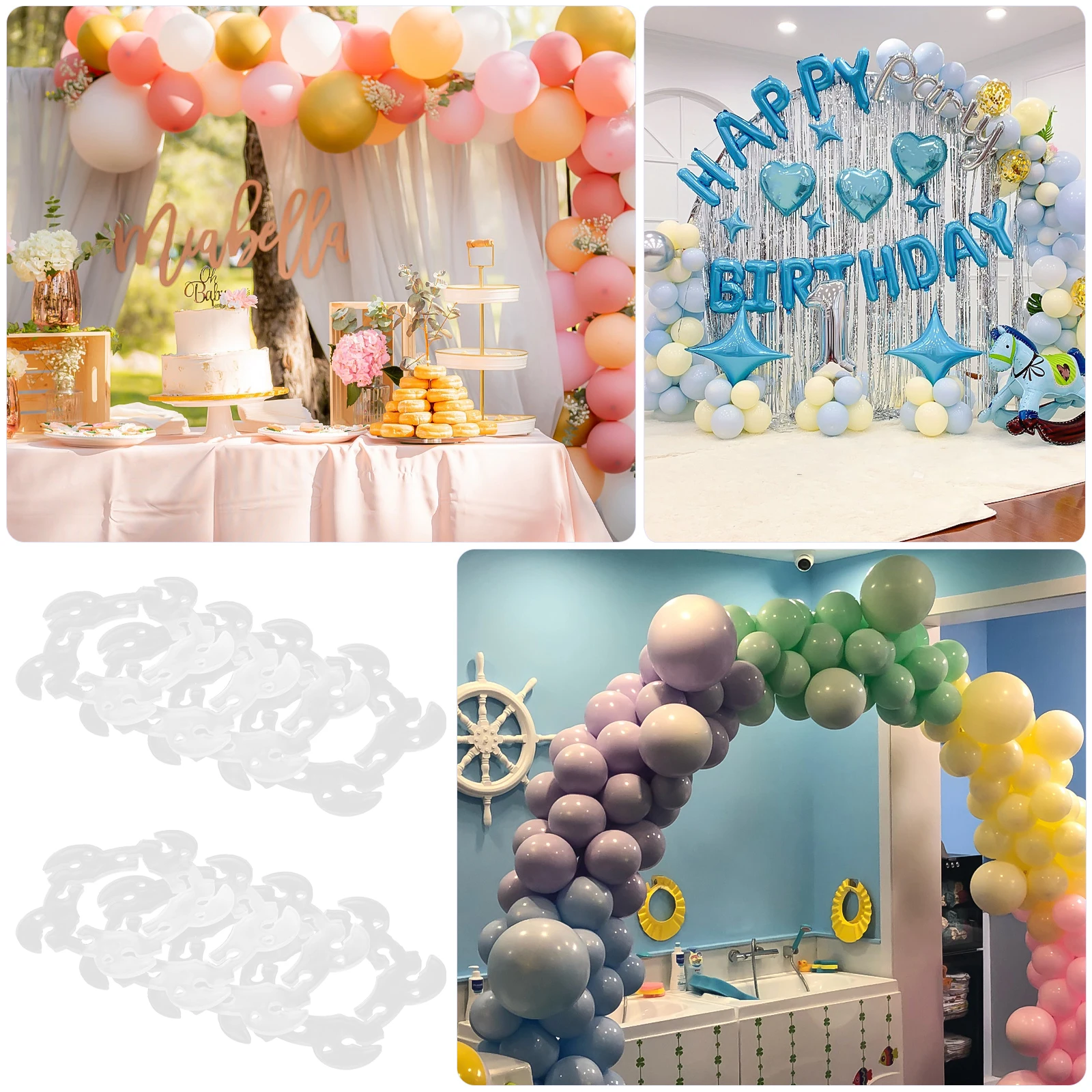 

100 Pcs Balloon Accessories Clips Ties Wedding Arch Stand Holder Decorate Party for Plastic Baby Tool