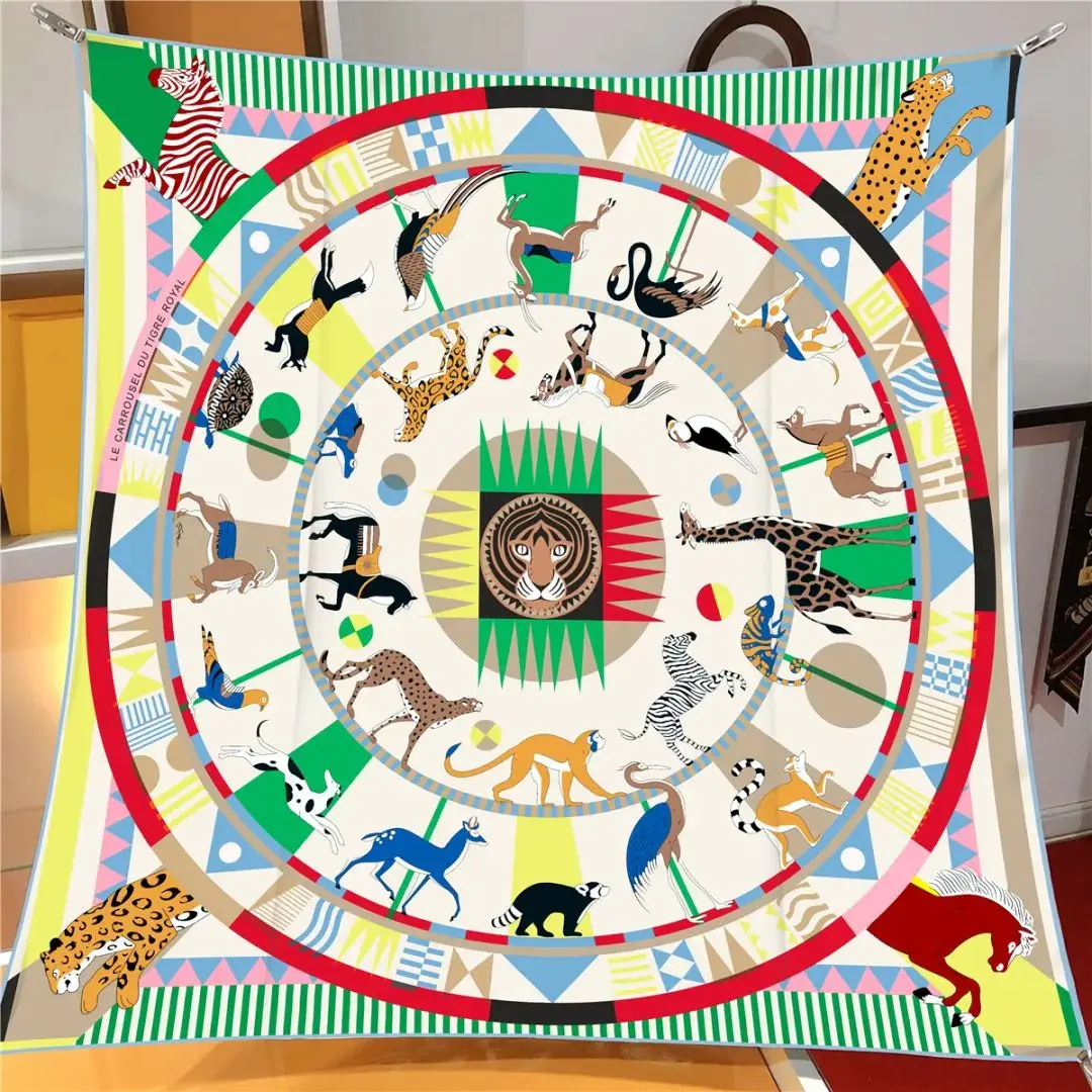 2025 ใหม่ 90 ซม.ออกแบบผ้าพันคอผ้าไหมหรูหราผ้าพันคอสแควร์ผู้หญิงตกแต่งฮิญาบผ้าพันคอ Foulard แถบคาดศีรษะ Neckerchief ผ้าพันคอ