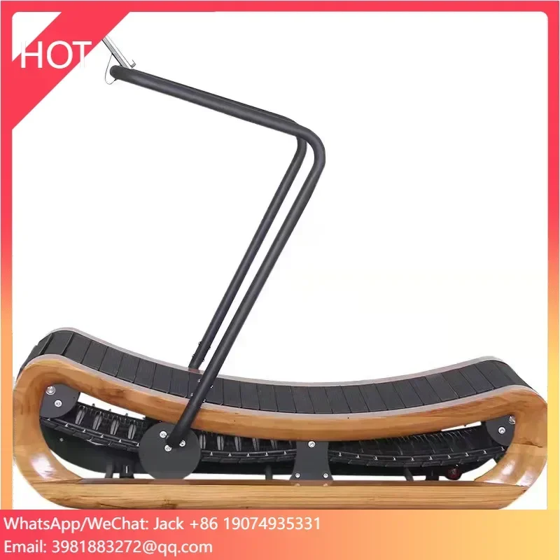 Wholesale price fitness equipment cardio machine wood curved treadmill for home using wood curved non electric treadmill