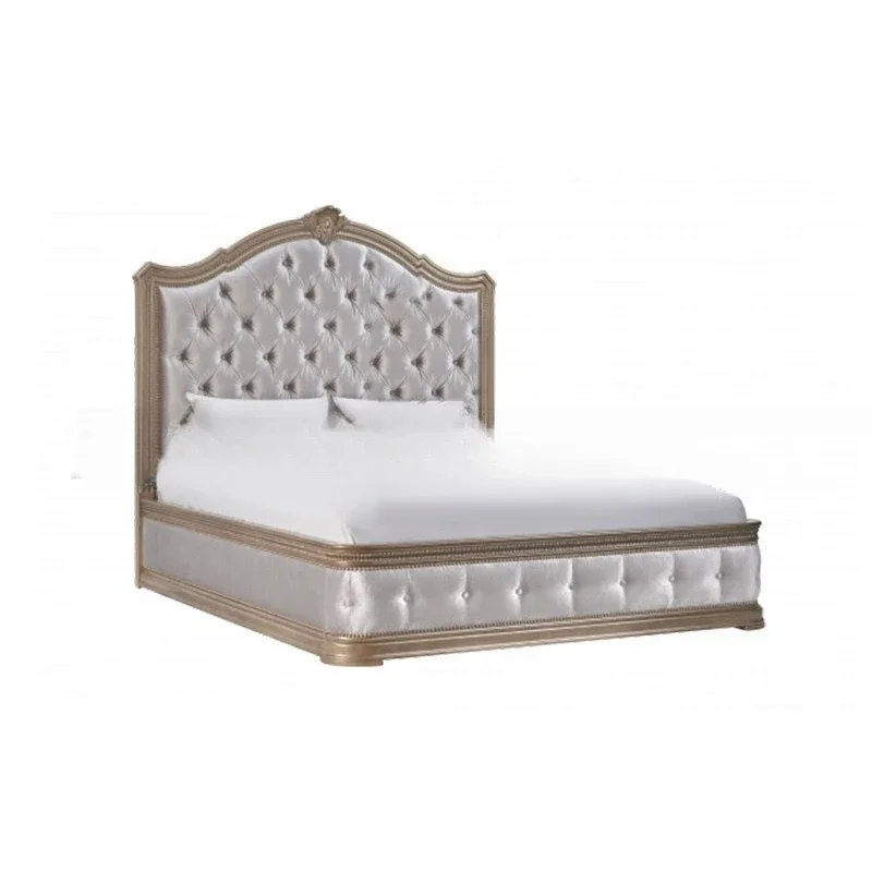 

American retro light luxury furniture country solid wood carving flower bed gold old French country