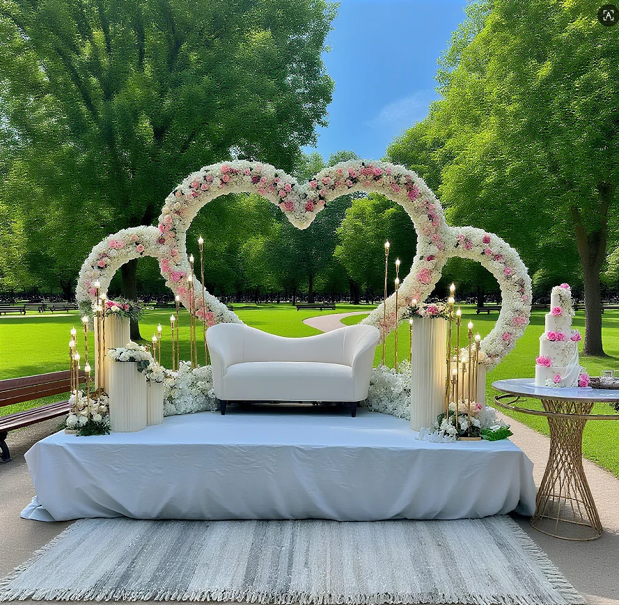 

1 шт., огромная тройная металлическая свадебная арка в форме сердца, каркас для вечеринки, дня рождения, уличного семейного украшения, фон