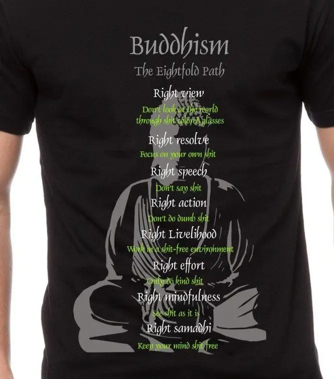 Buddhism The Eightfold Path T Shirt Religion Buddha Statue Funny Rude TH136