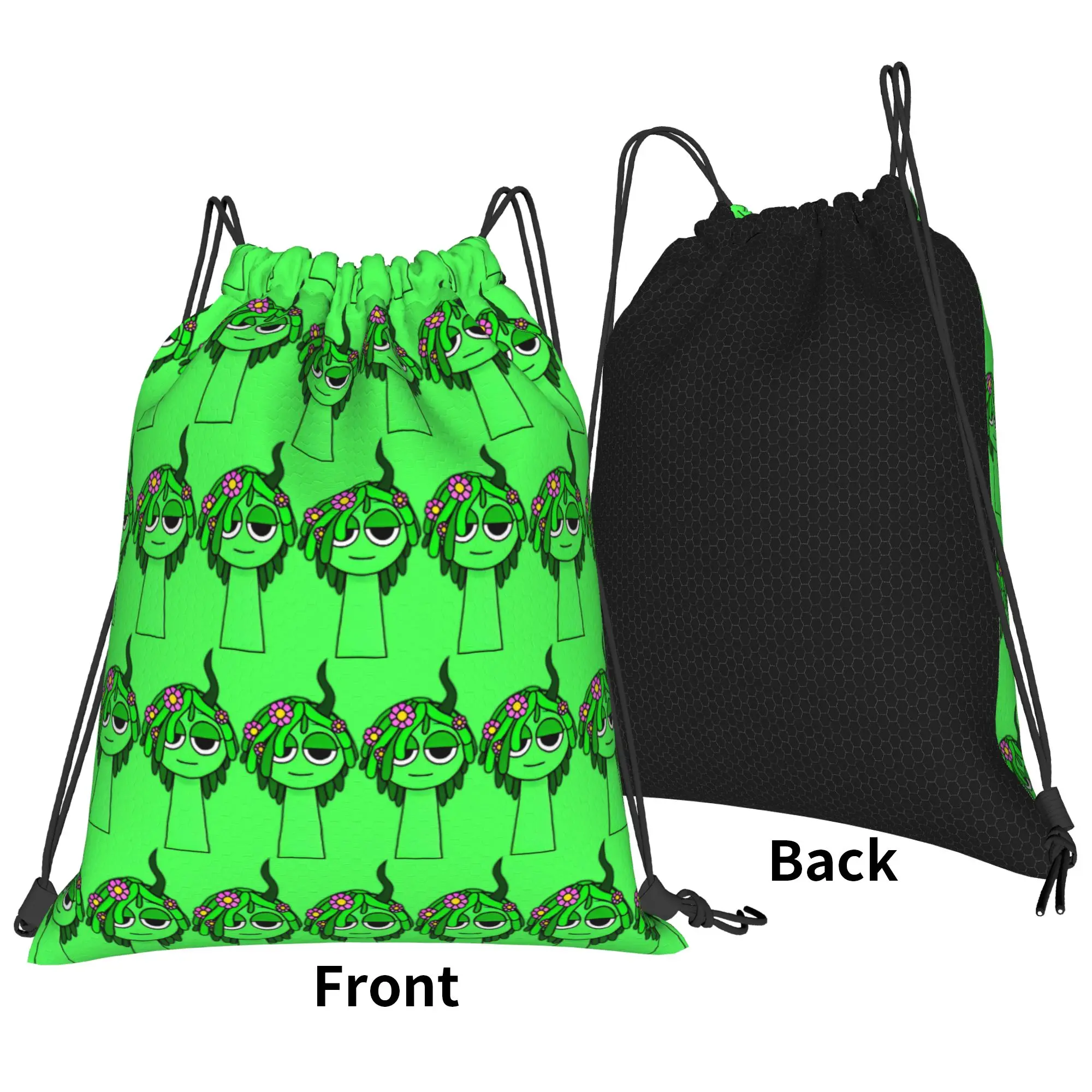 Vineria Sprunki Drawstring Backpack Gym Sports Sackpack Water Resistant Cartoon Game String Bags for Travel 36cm (W) x 43cm (H)