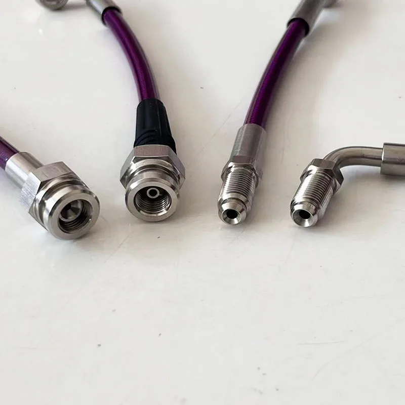 AN3 Stainless Steel Braided Motorcycle Hydraulic Brake Hose Pipe Line Reinforced Car Brake Clutch Oil Line Female M10x1 90° Male