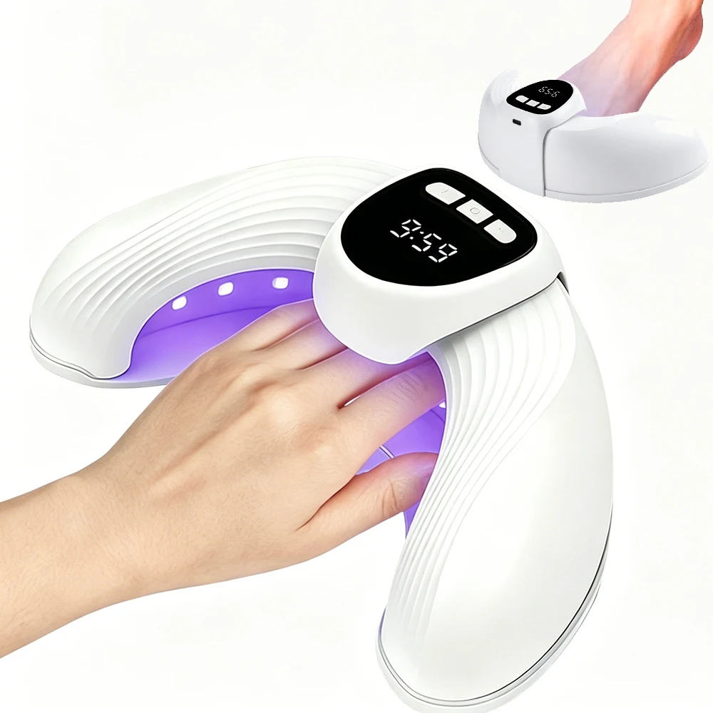 U-Shape UV LED Nail Lamp, 22 Beads Gel Nail Dryer for Hands & Feet, USB Foldable Curing Light with Smart Sensor for Manicure