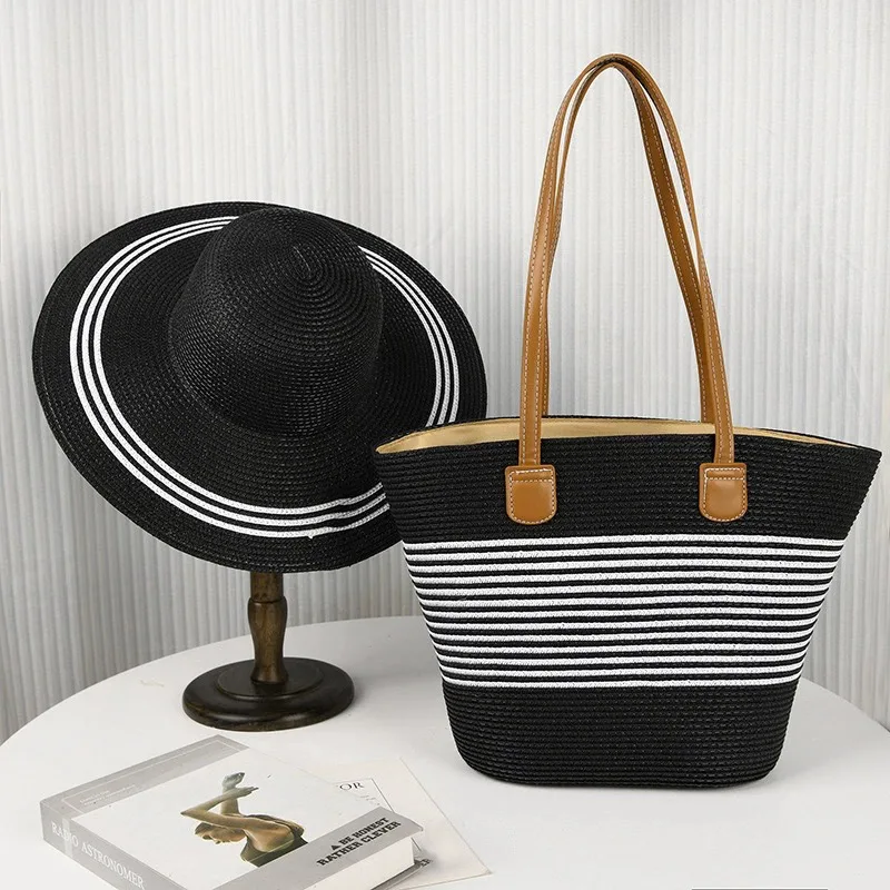 2026 Summer Straw Bag Collection Large Capacity Floral Scarf Beach Bag Vacation Style Woven Tote Bag Limited-time Offer