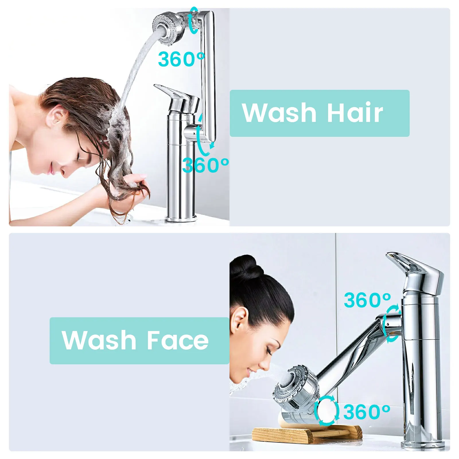 

1080 Graden Wastafel Kraan Aanrecht Kraan Badkamer Kraan Mixer Beluchter 2 In 1 Zwart Kraan Verwarmd Kraan Gourmet Mixer tapware