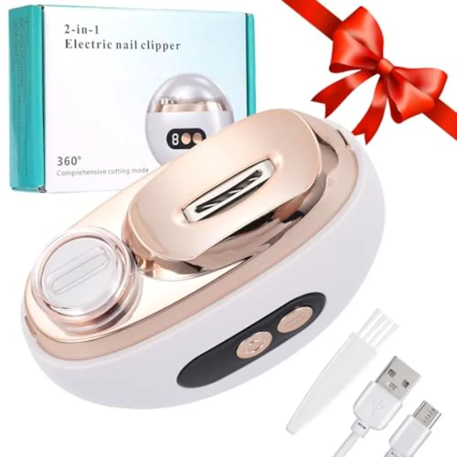 

2in1 Electric Nail Trimmer and Polishing Tool with Nail Chip Storage Box LED Light USB Rechargeable Design for Safe and Easy Us