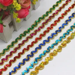 Sequined Lace Ribbons 13 Yards/lot Diy Cosplay Costumes Trims Embroidered Braided Band Lace Clothes Accessories 1.5CM Wide