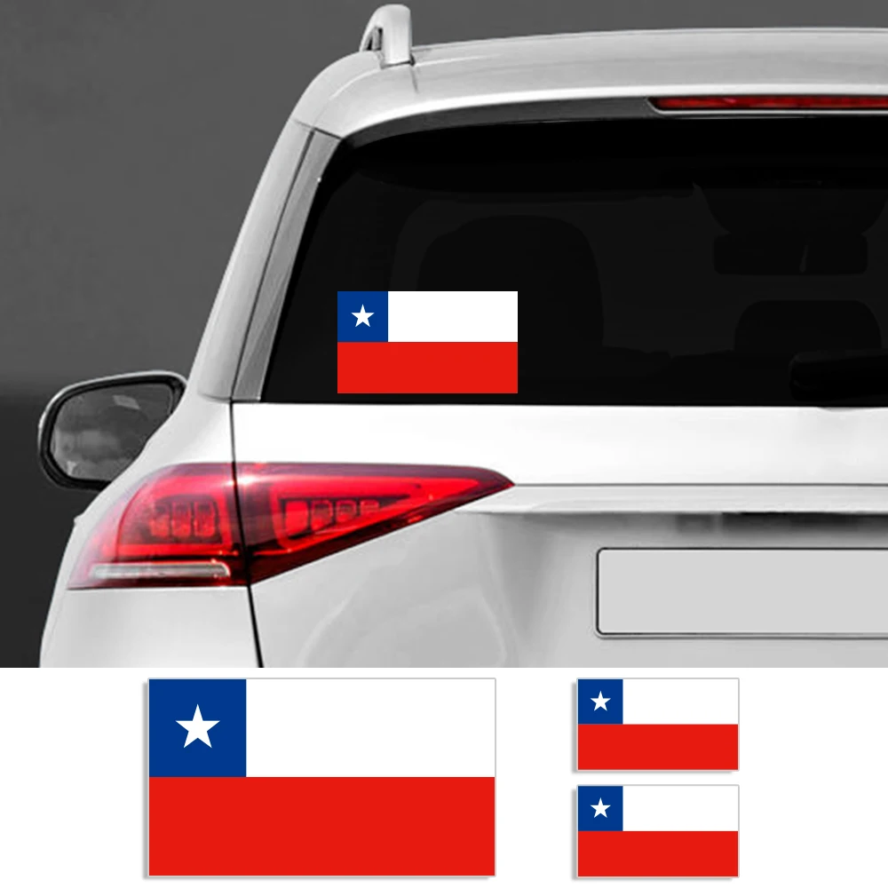 1PCS/3PCS Car Sticker Chilean Flag Sticker Square National Flag Series Waterproof Decal Car Personalization Decor Accessories