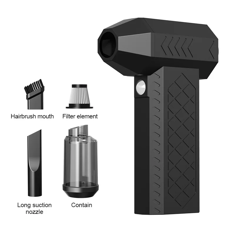 พัดลมเทอร์โบเจ็ท 130000 รอบต่อนาที เครื่องเป่าลมไฟฟ้าพร้อมชุดดูดฝุ่น ชาร์จผ่าน USB พัดลมเป่าฝุ่นเทอร์โบสำหรับทำความสะอาดคีย์บอร์ดคอมพิวเตอร์