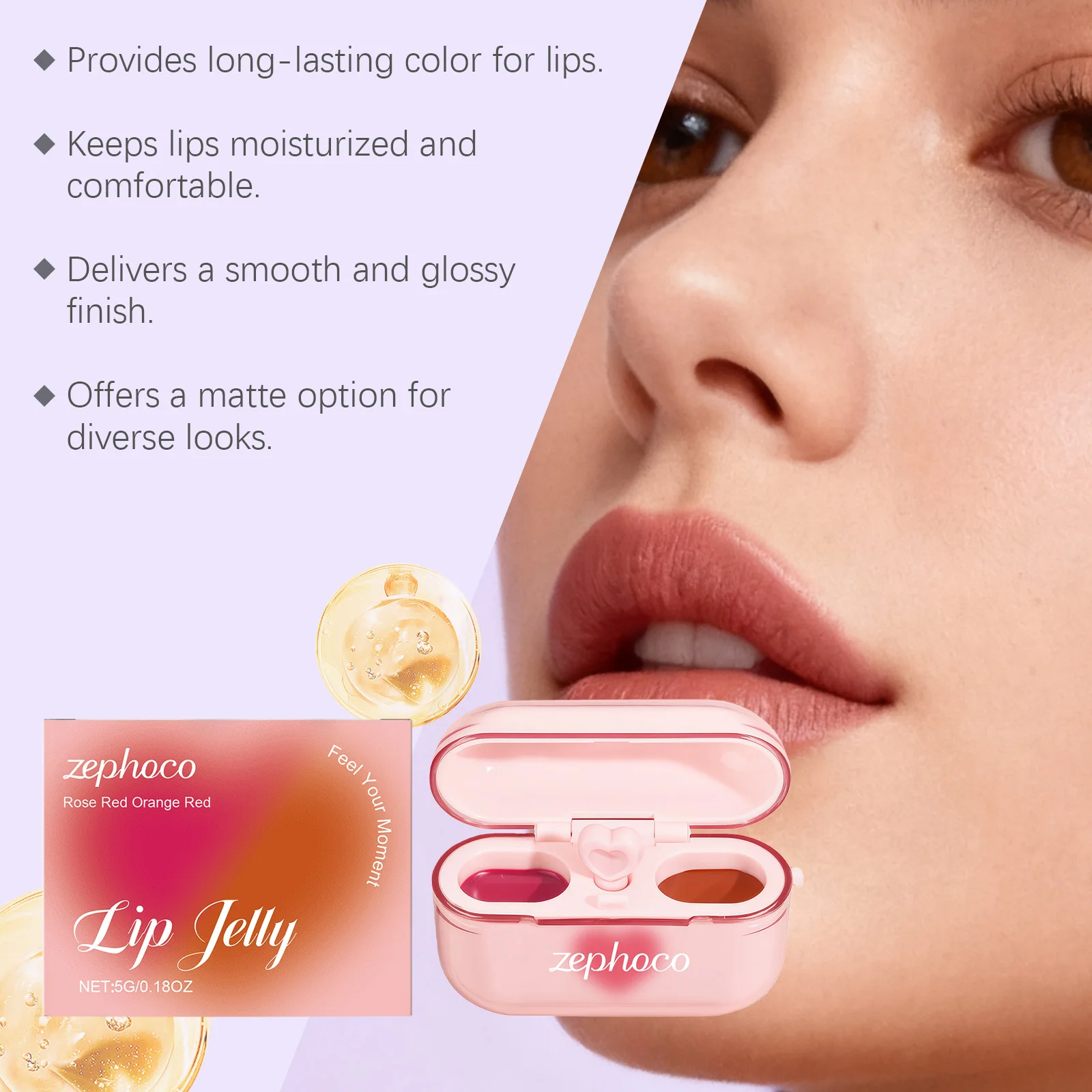Two-Color Jelly Lip Gloss Plumping & Moisturizing Long Lasting Smooth Lip Makeup Cosmetics Shiny Lip Oil Lipstick