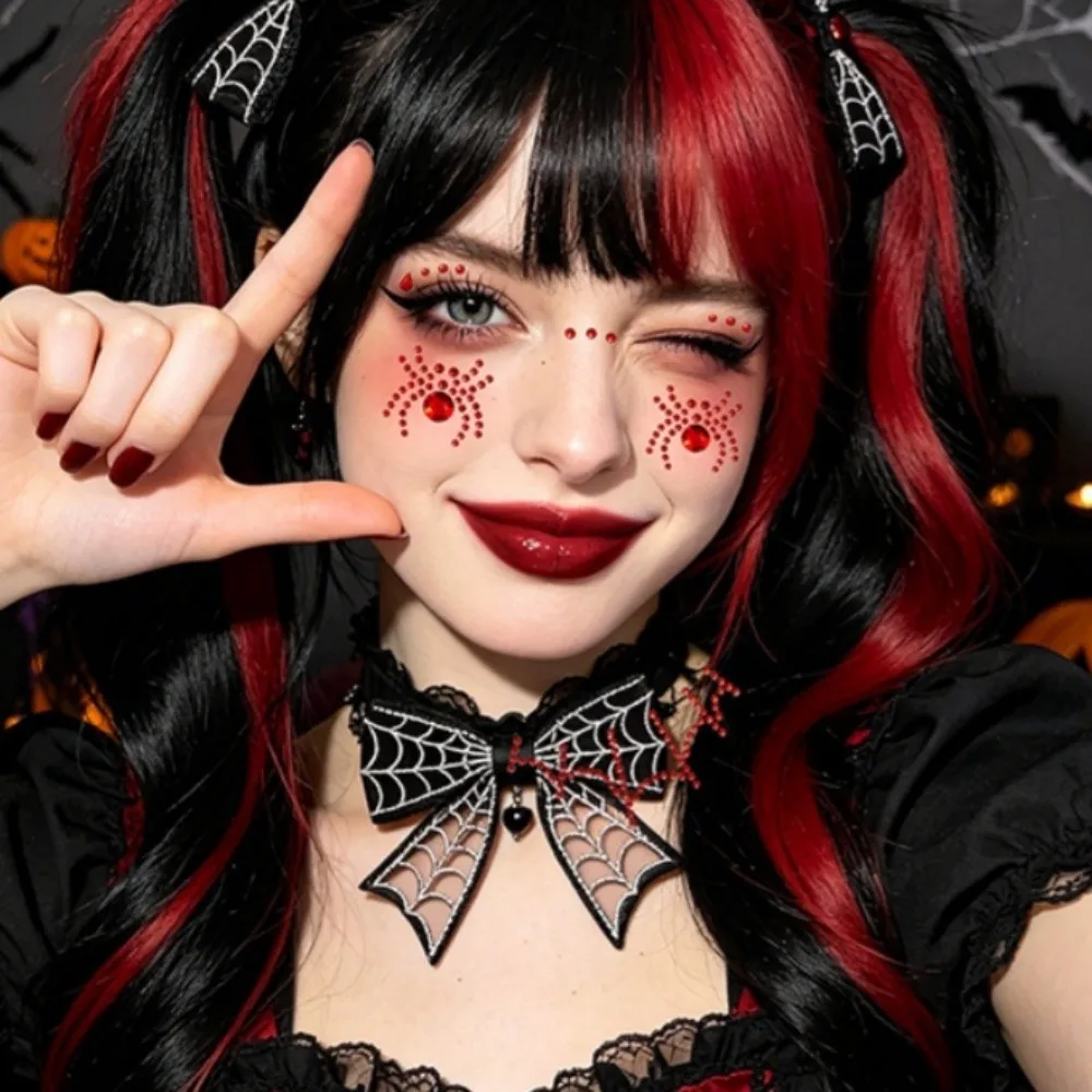 Cross 3D Face Eye Jewels Sticker Makeup Rhinestone Crystal Tattoo Sticker Waterproof DIY Face Gem Sticker Ghost Festival
