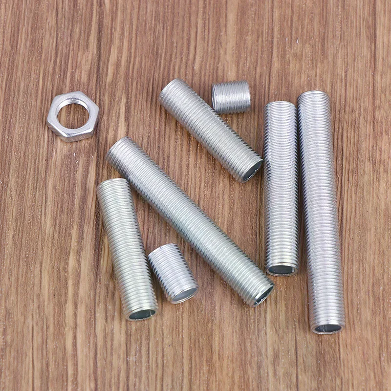 10Pcs M10 Lamp Tooth Tube Metal Hollow Threaded Tube Screw Nut Lamp Cap Galvanized Chandelier Connect Rod Fixed Base image 4