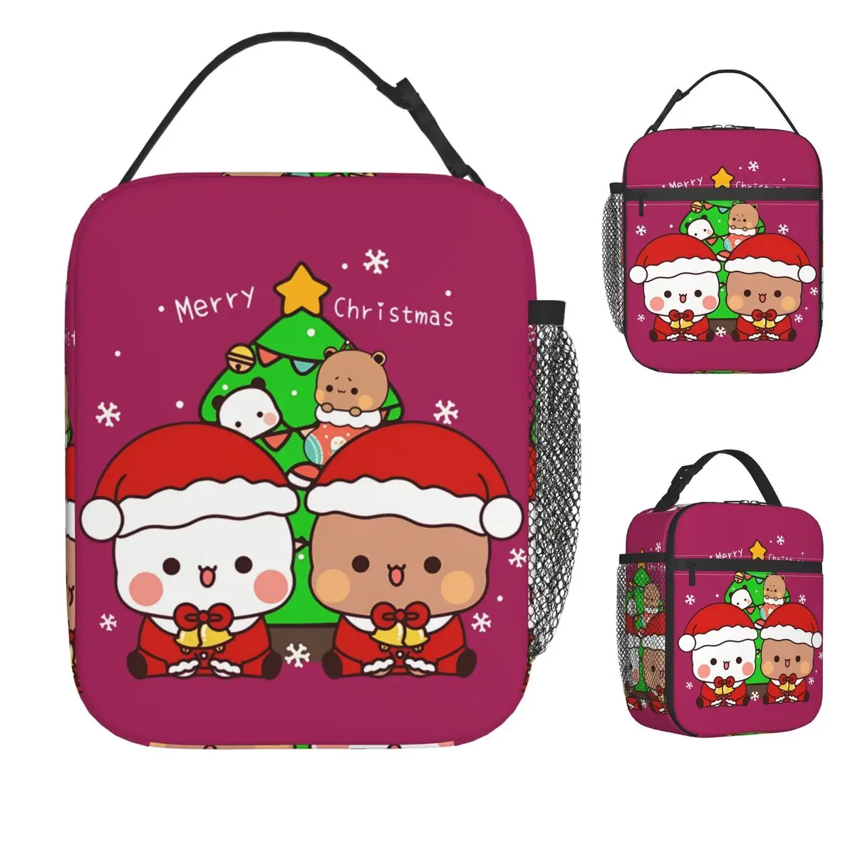 Bubu And Dudu Merry Christmas Tree Cute Santa Art For Holiday Gifts Lunch Bag For Men Thermal Lunch Bags Waterproof Cooler Bag