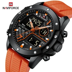 NAVIFORCE Military Men Sports Army Watches Fashion Big Dial Analog Digital Quartz Waterproof Men's Wrist Watch for Man Double Di