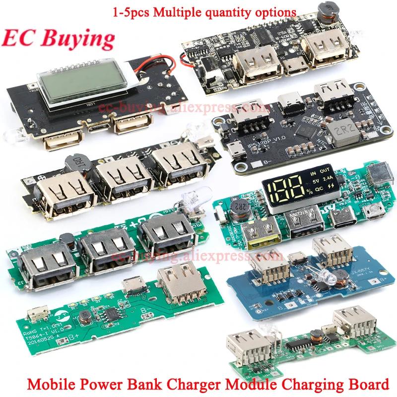 3 USB 3V to 5V 2A 1A Mobile Power Bank Charger Controller Module Step Up Boost Power Module Lithium Battery Charging Board LED