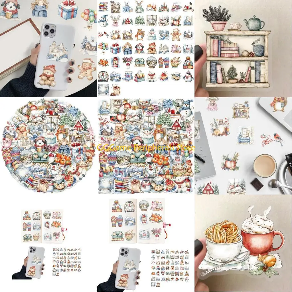 U55B PVC Christmas Party Stickers 50PCS Removable Cartoon Designs For Kids Adults