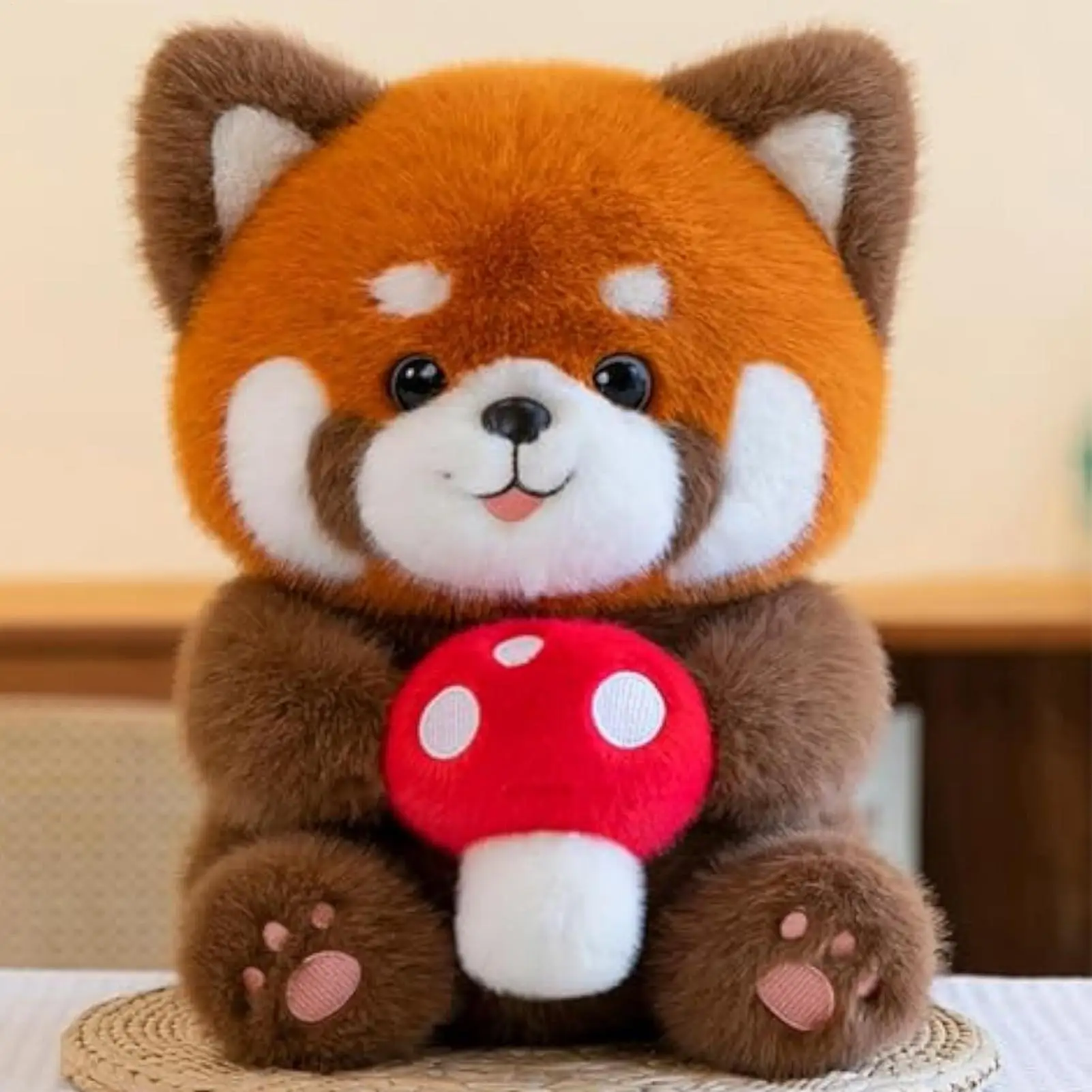 30 cm rotes Panda-Plüschtier, Stofftierpuppe, kuschelig, weich, kuschelig, Dekor für Jungen, Mädchen, Teenager, Erwachsene, Familie, Zuhause, Weihnachtsgeschenk