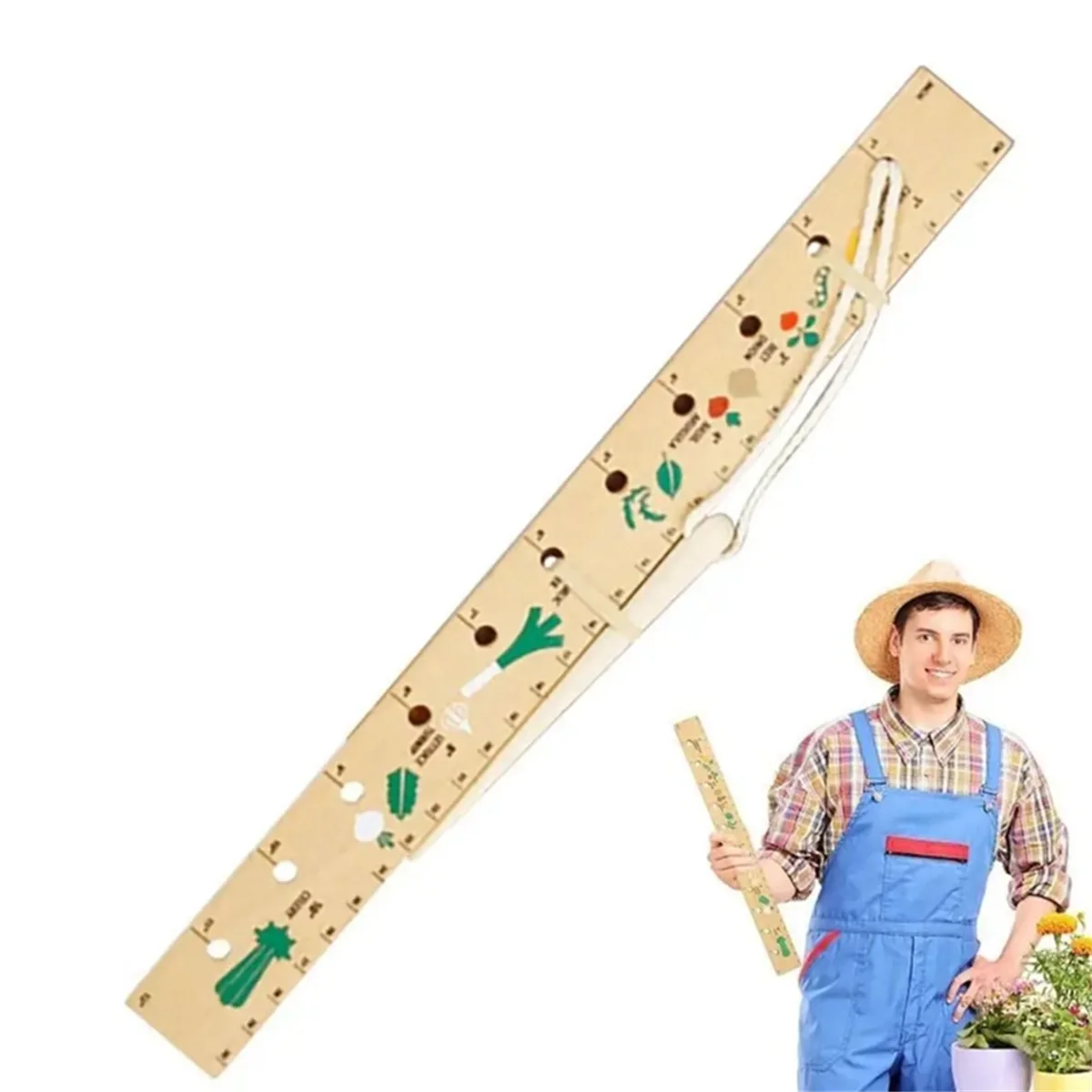 New Wooden Garden Seedling Ruler Dripper Vegetable and Fruit Planting Board Seed Spacing Template Seedling Tool