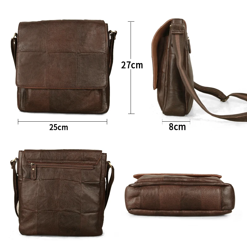 Men\'s Shoulder Bag Genuine Leather Causal Crossbody Bags for Men Vintage Trends Designer Messenger Bag Flap Male Business Work