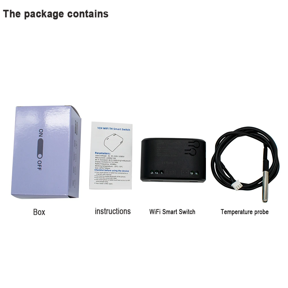 Tombol Tuya dengan Sensor suhu, modul Wifi 1 saluran, termostat cerdas, pemantauan Data kompatibel, Alexa, Google Home