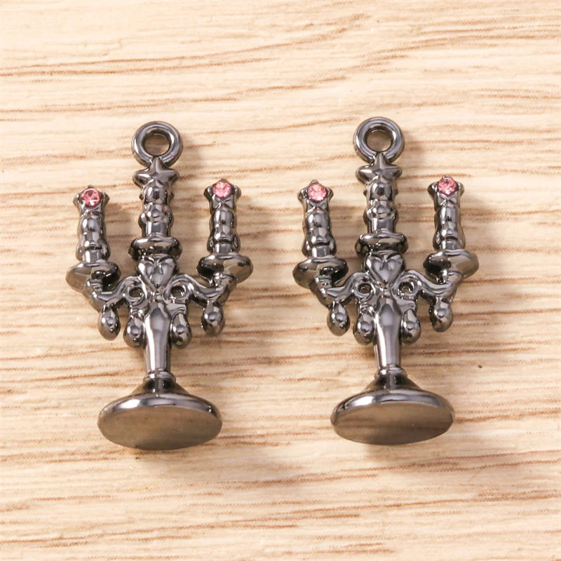 5 Stück 13 x 23 mm niedliche Metall-Kerzenständer-Form-Charms-Anhänger für Schmuckherstellung, Halsketten, Ohrringe, DIY, handgefertigtes Bastelzubehör – Detail 15