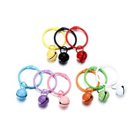 5pcs Colorful Key Rings Circle With Bell Pendant Handmade Keychains Key Chains Hanging Pendants Metal Buckles Accessories