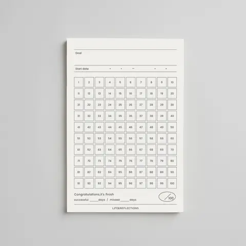 끈적거리지 않는 좋은 습관 추적기, 100 일 메모장, 100 일 목표 추적, 타겟 추적 목표 추적기, 노트북 목표 플래너 개발