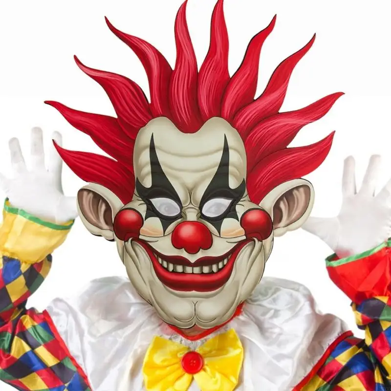 270D Plastic Clown Masker met Rode Neus Realistische Pruik Maskerade Masker Feestmasker Cosplay Masker voor Carnaval Halloween