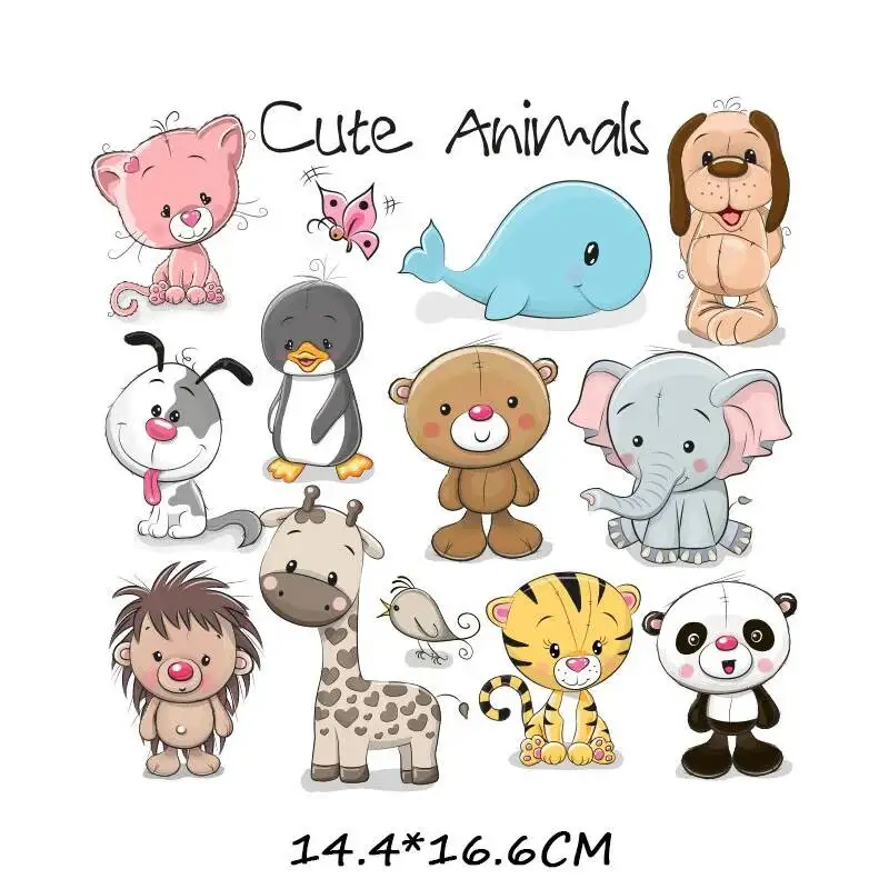 Iron On Cut Animal Patch Set For Children\'s Clothing DIY T-shirt Patch Heat Transfer Vinyl Unicorn Patch Hot Press Sticker