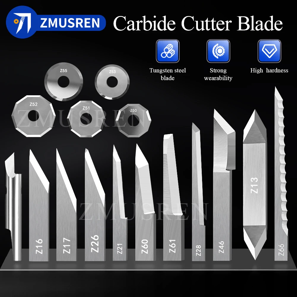 10PCS Tungsten Carbide Blade Z16 Z17 Z21 Z26 Z28 Z46 Z60 Z61 Z66 Z13 Z1 Vibration Knife Z50 Z51 Z52 Z53 Z55 Round Rotary Blade