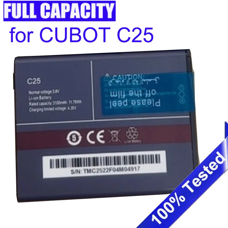 

Полный аккумулятор для телефона cubot C25, аккумулятор 3100 мАч, 3,8 В для аккумулятора телефона cubot Батареи