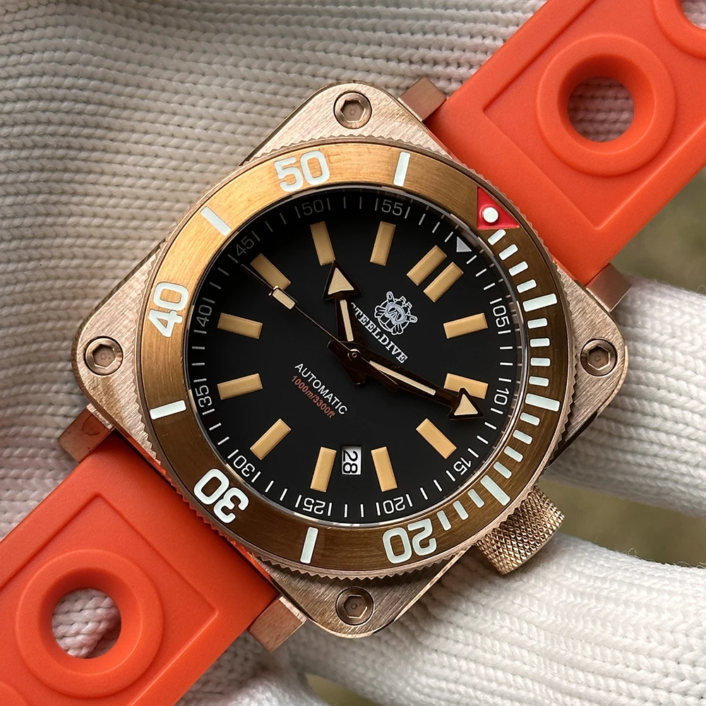 

STEELDIVE SD1949S New In NH35 Diver Men's Automatic Watch CUSN8 Solid Bronze Case 100ATM Waterproof Sapphire Crystal Black Dial