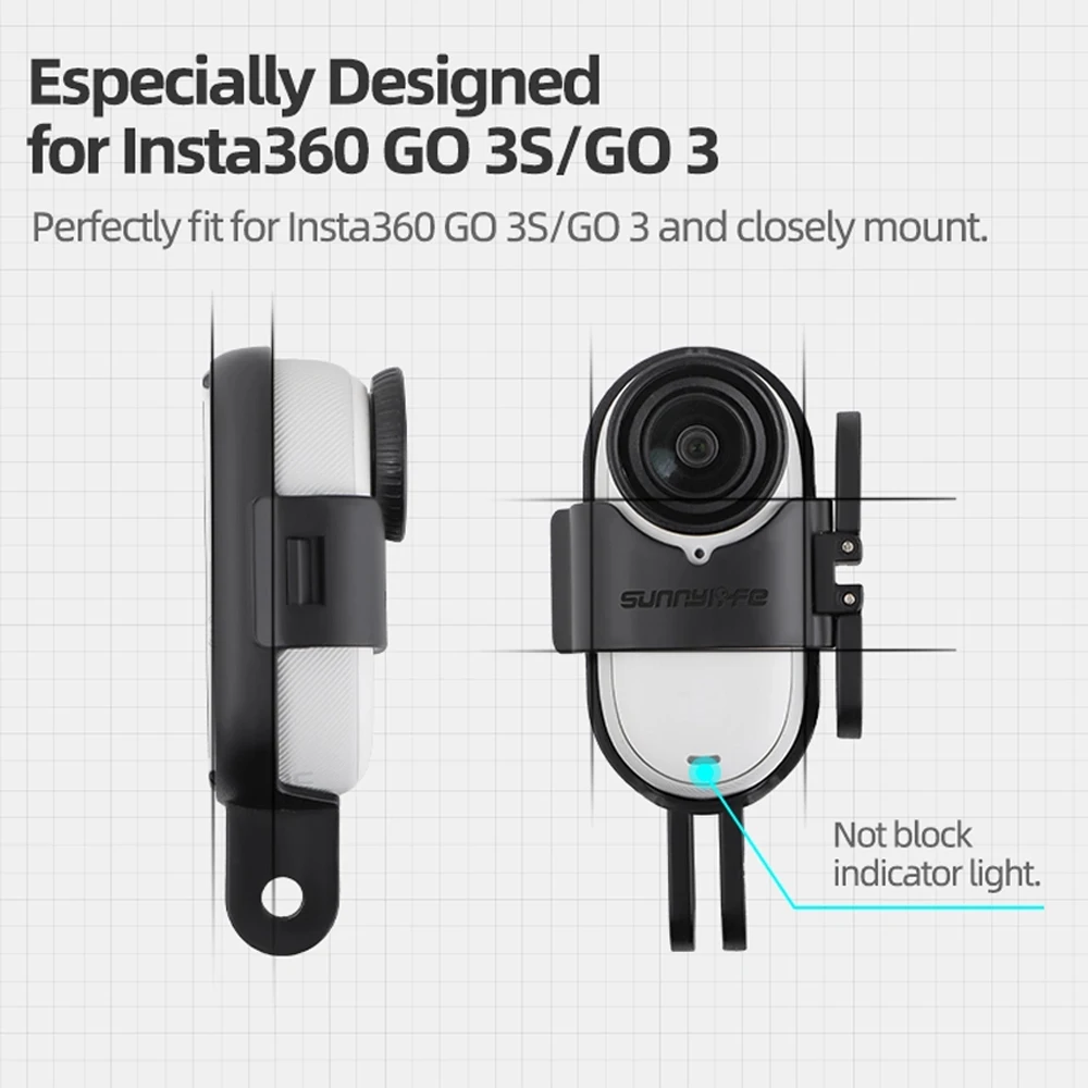Sunnylife Foldable Camera Mount Adapter Extension Bracket Horizontal Vertical Shot Border for Insta360 Go 3/GO 3S Accessories