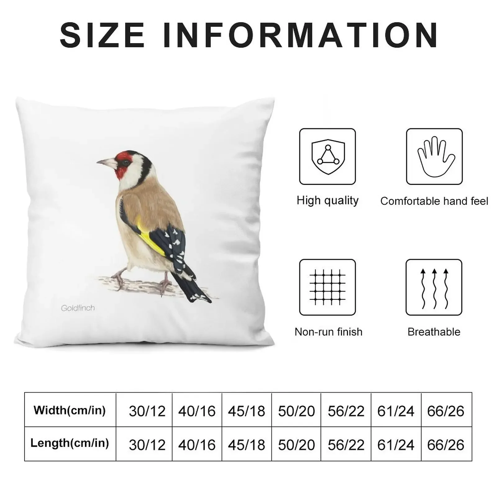 Detailed Goldfinch Bird Illustration Throw Pillow New year Cushion Cover Luxury pillow