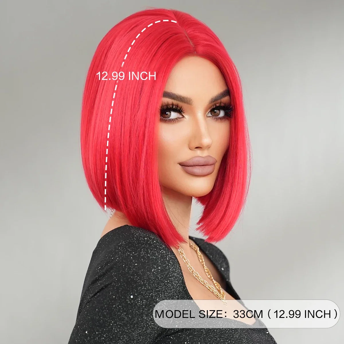 NAMM Red Bob Middle Part Hair Short Wavy Synthetic Wig for Women Burgundy Curly Short Hair Wig Halloween  Cosplay Party Use