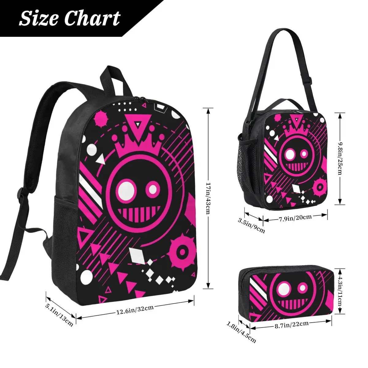 Just Shapes And Beats Blixer Backpack Student BookBag School Bag Computer Shoulder Bags 3ps Insulated Lunch Bag Pencil Case