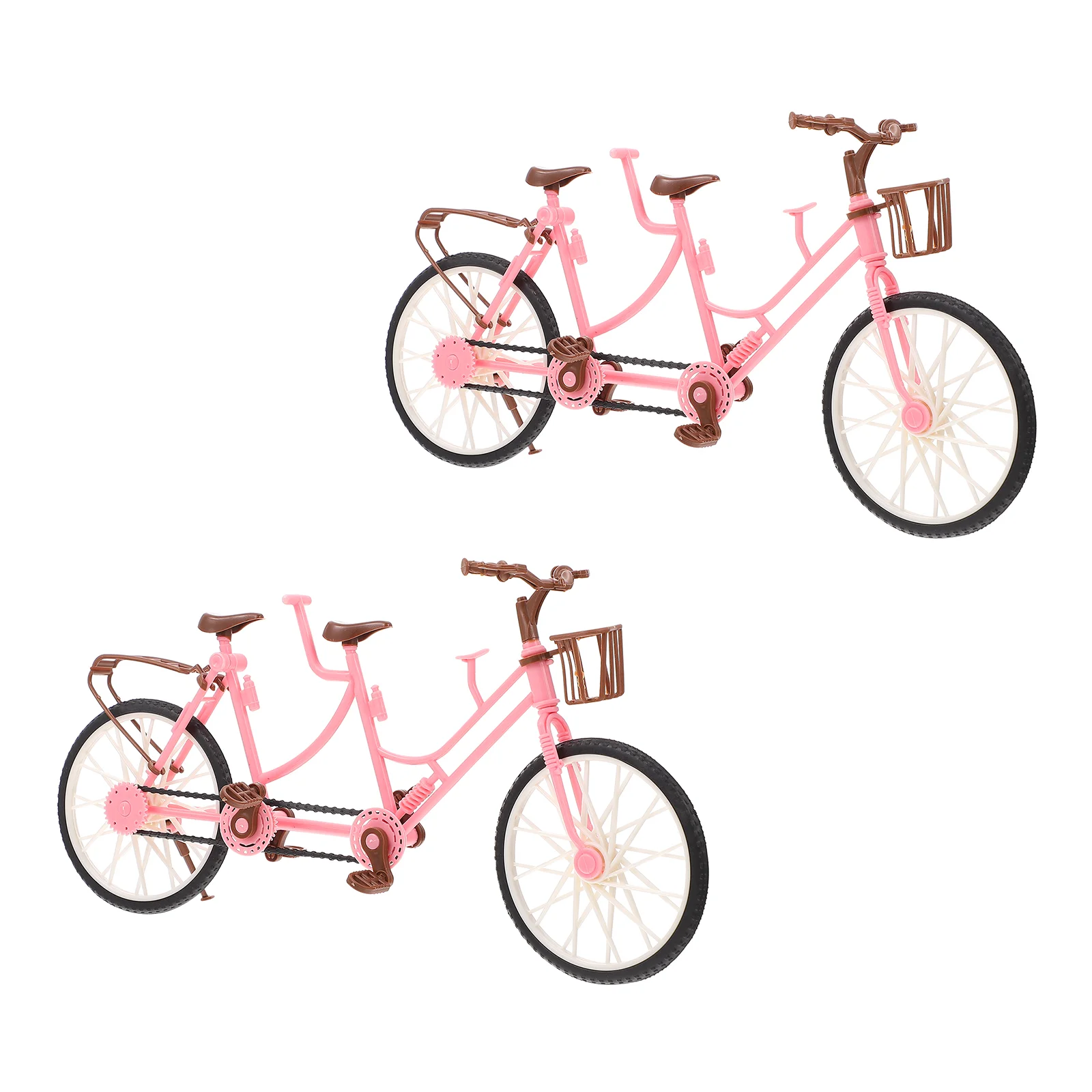 2 Pcs Mini Model Two-seater Bicycle Toys Kids Bike Miniature Child Tabletop Accessories