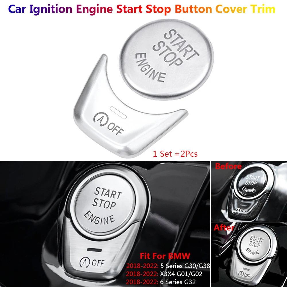 

Chrome Car Ignition Enginer Start Stop Button Cover Trim For BMW 5 6GT X3 X4 G30 G31 G32 G01G02 Interior Inner Auto Para Sticker