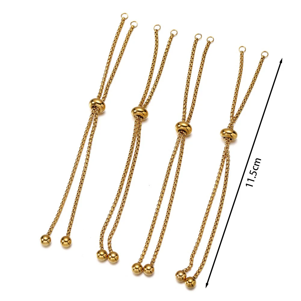 3/4pcs/pack Stainless Steel 11.5cm Adjustable Bracelet Slider Chains for DIY jewelry Bracelet Chains Making Accessories