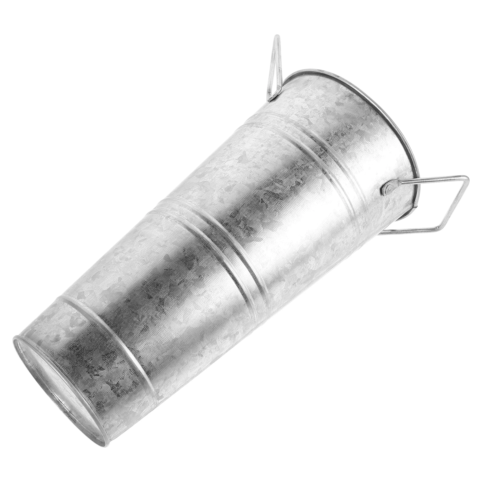 

Rustic Iron Flower Vase Silver Desktop Retro Tin Bucket for Dried Silk Flowers Arranging Home Decor Accessories