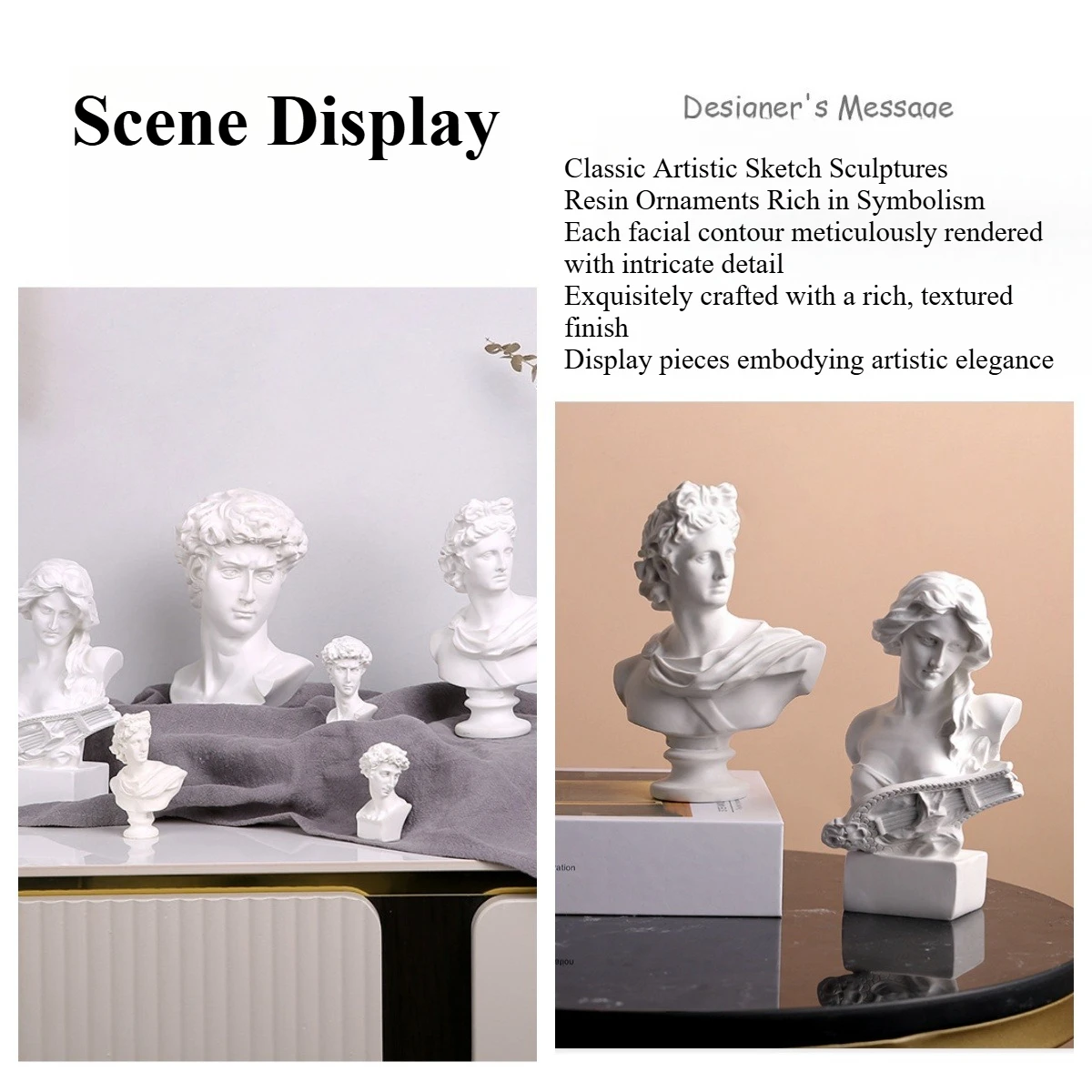 تمثال صغير من Nordic David - منحوتة فنية من الراتنج لسطح المكتب وتصفيف رف الكتب ودعامة الصور وقطعة ديكور منزلي بسيطة