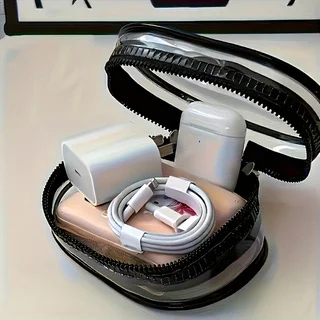 2Pcs Black White Keychain Cable Storage Box Transparent Visible Shell Portable Earphone Data Cord Organizer Case For Digital Sma