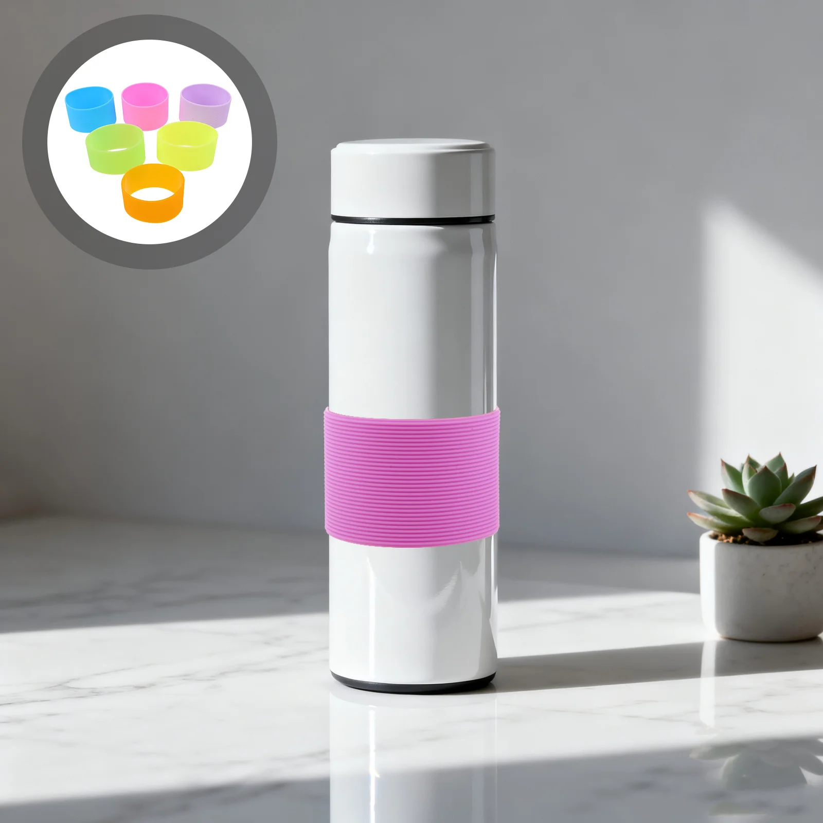 

6Pcs Silicone Cup Sleeve Non-Slip Heat Resistant Protector Travel Mugs Glass Ceramic Coffee Cups Silicone Water Bottle Sleeve