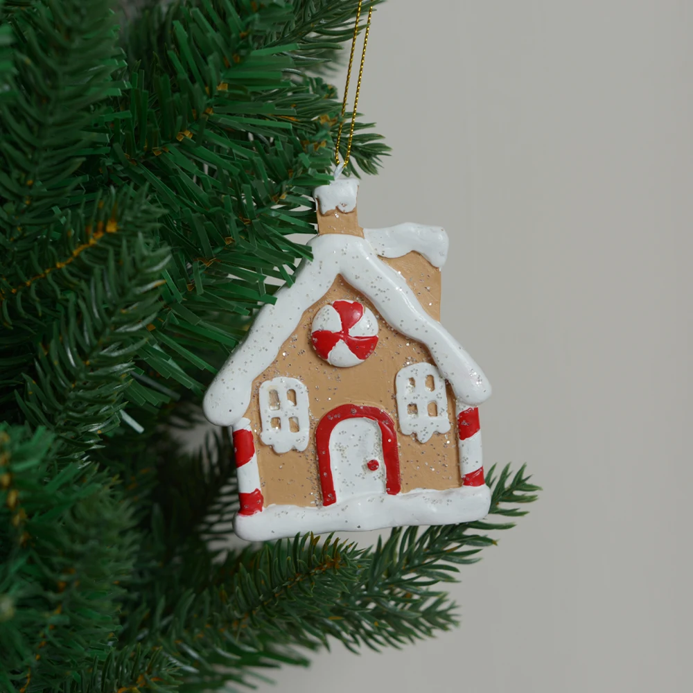 Resin Christmas Cottages Christmas Tree Ornaments Pink Donut Snowflakes Christmas Tree Toys Decorations New Year 2024 Navidad